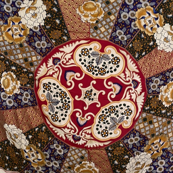 Gumps Of San Francisco Vintage Silk Scarf Flowers and Geometrics Hand Painted - Picture 5 of 9